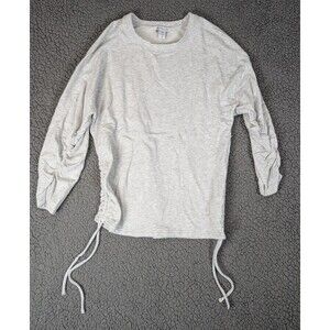 Athleta Top Lombard Ruched Sides Womens Gray Sweatshirt Sleeves Pullover Size S